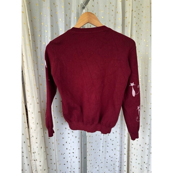 Unbranded Silkscreen Crazy Cat Lady Pearls Embellishment Knit Crewneck Sweater - Picture 4 of 4